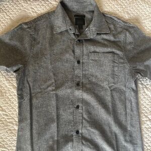Men's Slim Fit Short Sleeve Linen Blend Button-Down Shirt - Small